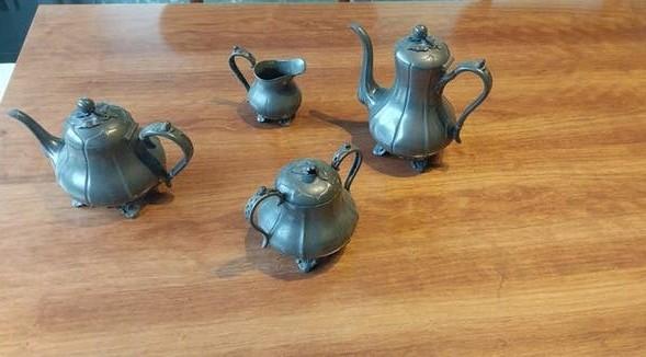 Thee / koffie servies James Dixon & Sons Sheffield  1860, Antiek en Kunst, Antiek | Tin, Ophalen