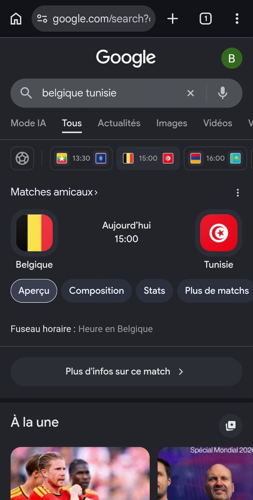 Chercher 3 places belgique tunisie, Tickets & Billets, Sport | Football