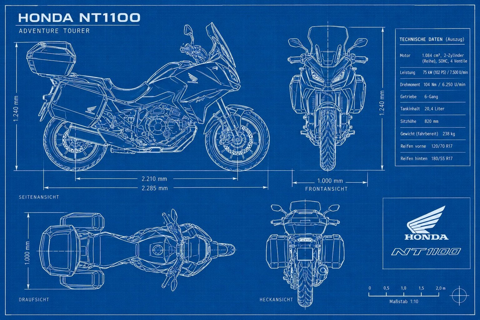 Honda NT1100DCT, 2 cilinders, Nieuw, Handvatverwarming, Particulier