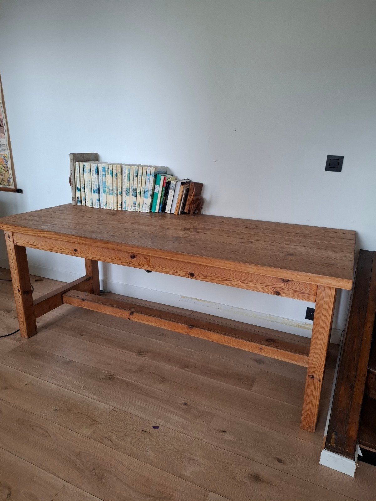 handgemaakte massief houten tafel, Ophalen, 75 cm of meer, 200 cm of meer, Zo goed als nieuw