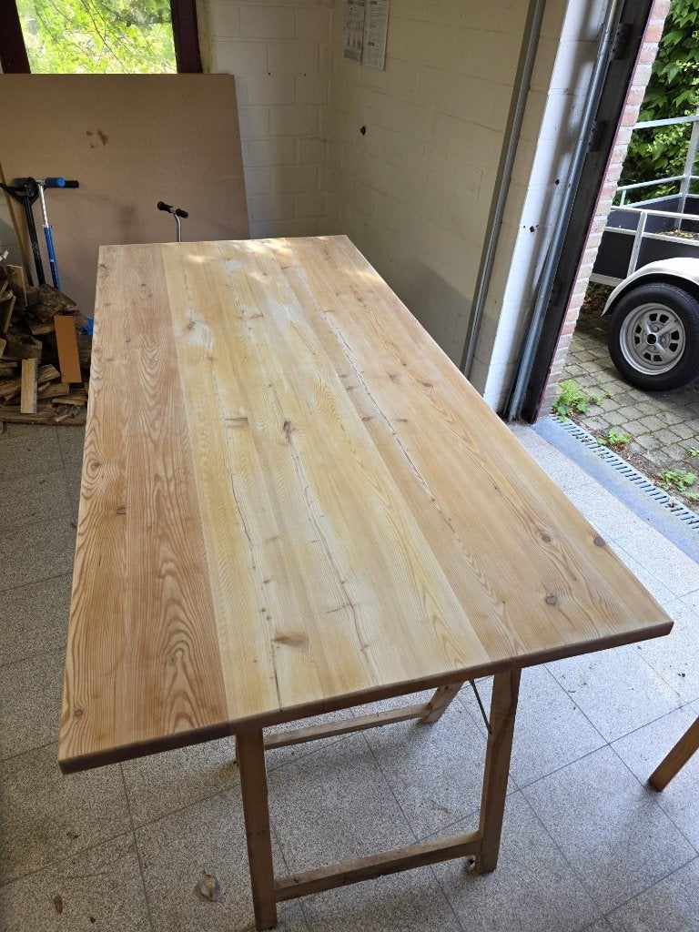 Massief grenen tafelblad 210  90  4–5 cm – maatwerk, Grenen, 200 cm of meer, Zo goed als nieuw, Tafelblad
