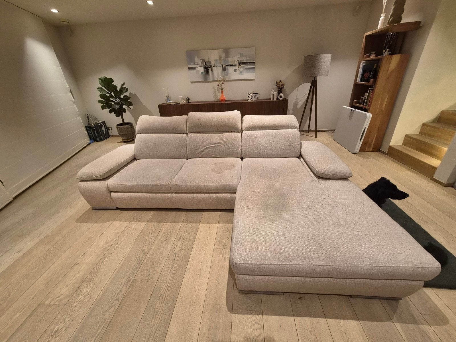Xooon hoekzetel met chaise longue en uitschuifbaar liggedeel, Ophalen, Gebruikt, Beige