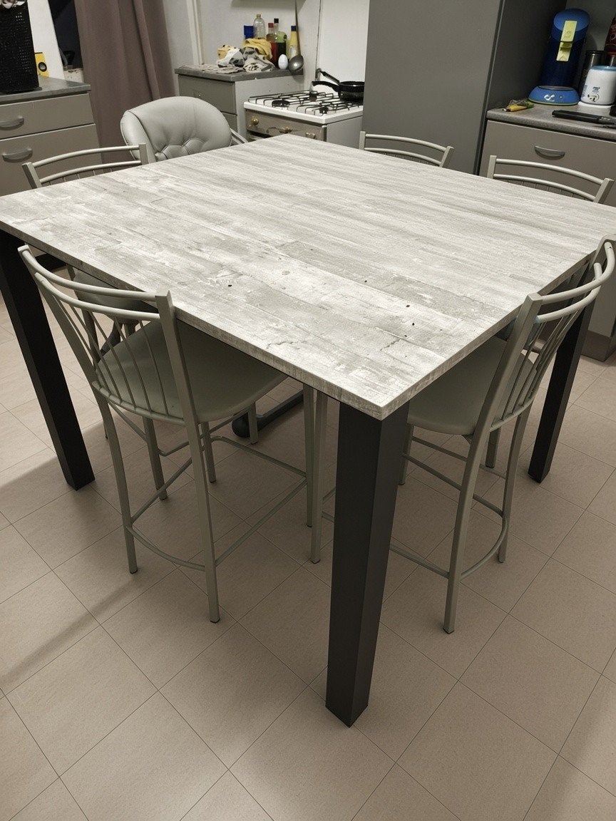 table mativa haut de gamme avec 6 chaises hautes, Maison & Meubles, Enlèvement, Utilisé, Gris, Bois