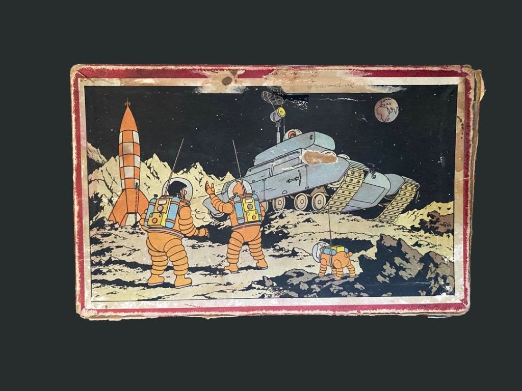 Puzzle Tintin « Les hommes sur la lune », 1959 - incomplet, Collections, Personnages de BD, Utilisé, Livre ou Jeu, Tintin, Enlèvement ou Envoi