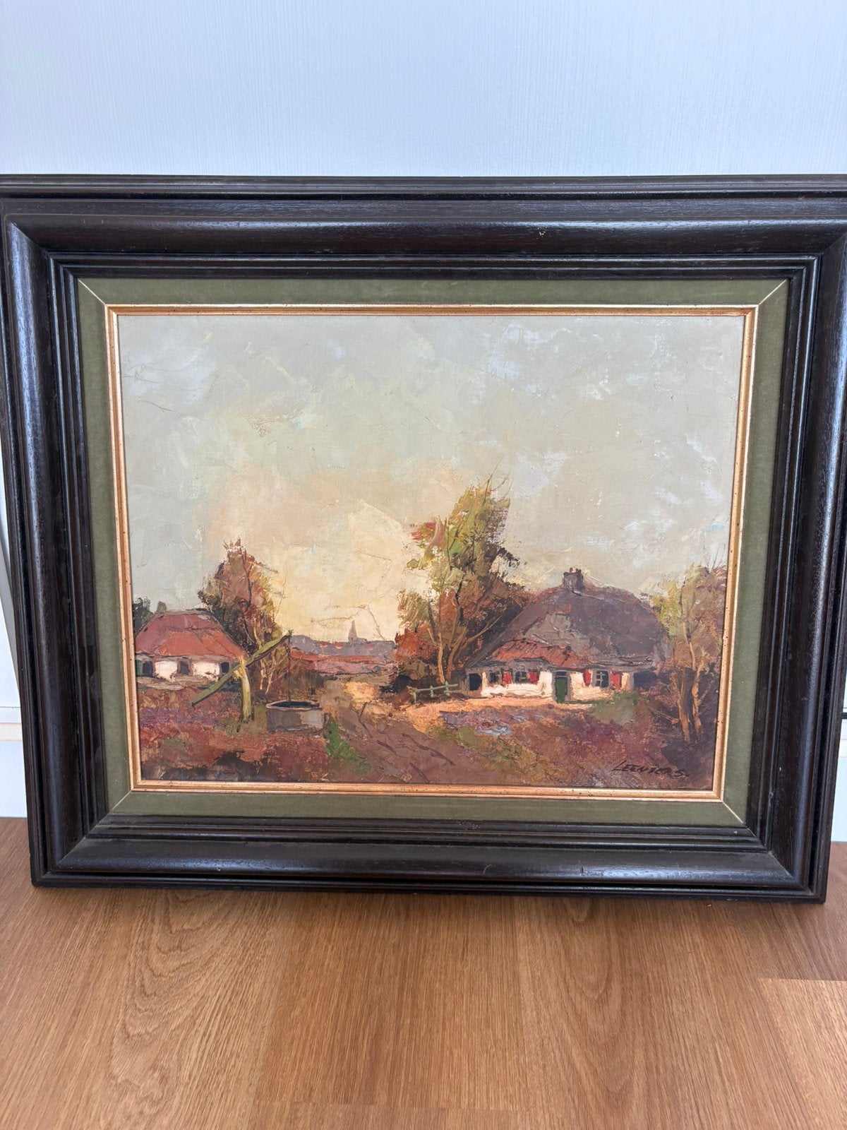 Prachtig antiek olieverfschilderij, Landerig boerengehucht, Ophalen, Klassiek, Landschap, Doek
