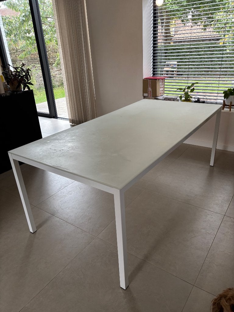 Ruime glazen eettafel, Ophalen, Gebruikt, 100 tot 150 cm, Vijf personen of meer