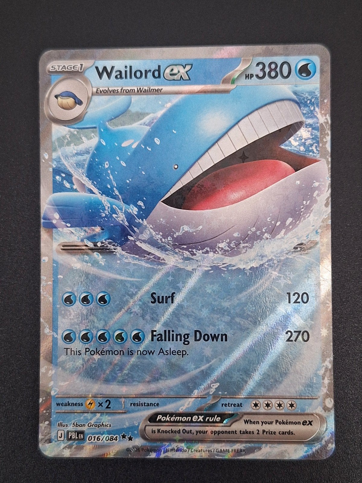Pokémonkaart Wailord ex, Enlèvement ou Envoi, Comme neuf, Cartes en vrac, Foil