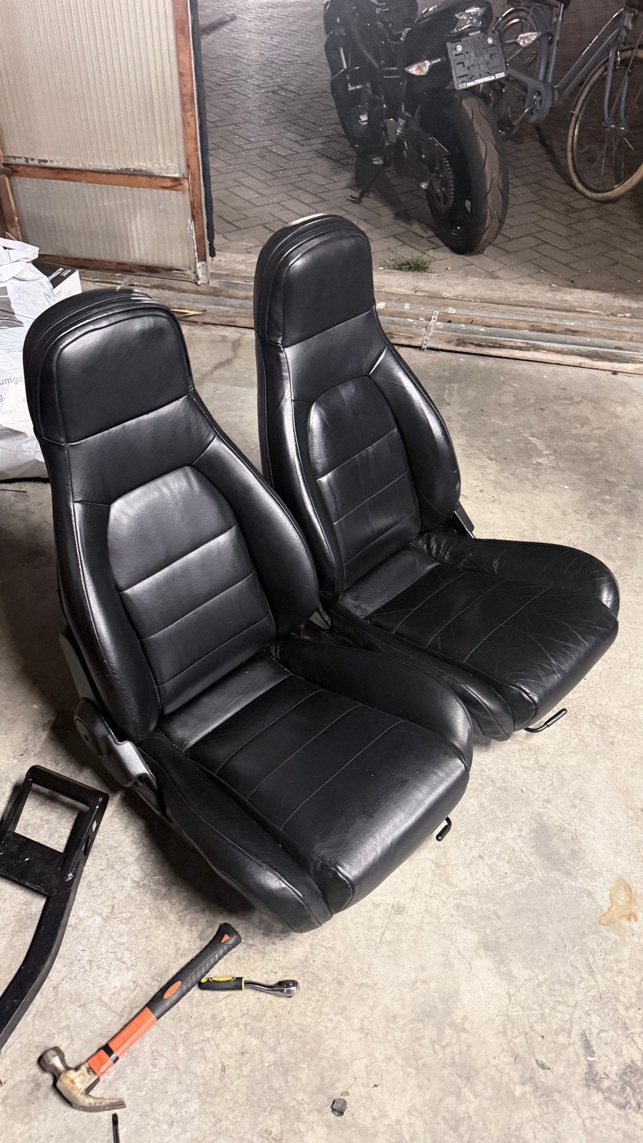 Zetels / stoel Mazda MX 5 NA NB zwart leder met rails, Enlèvement ou Envoi, Mazda