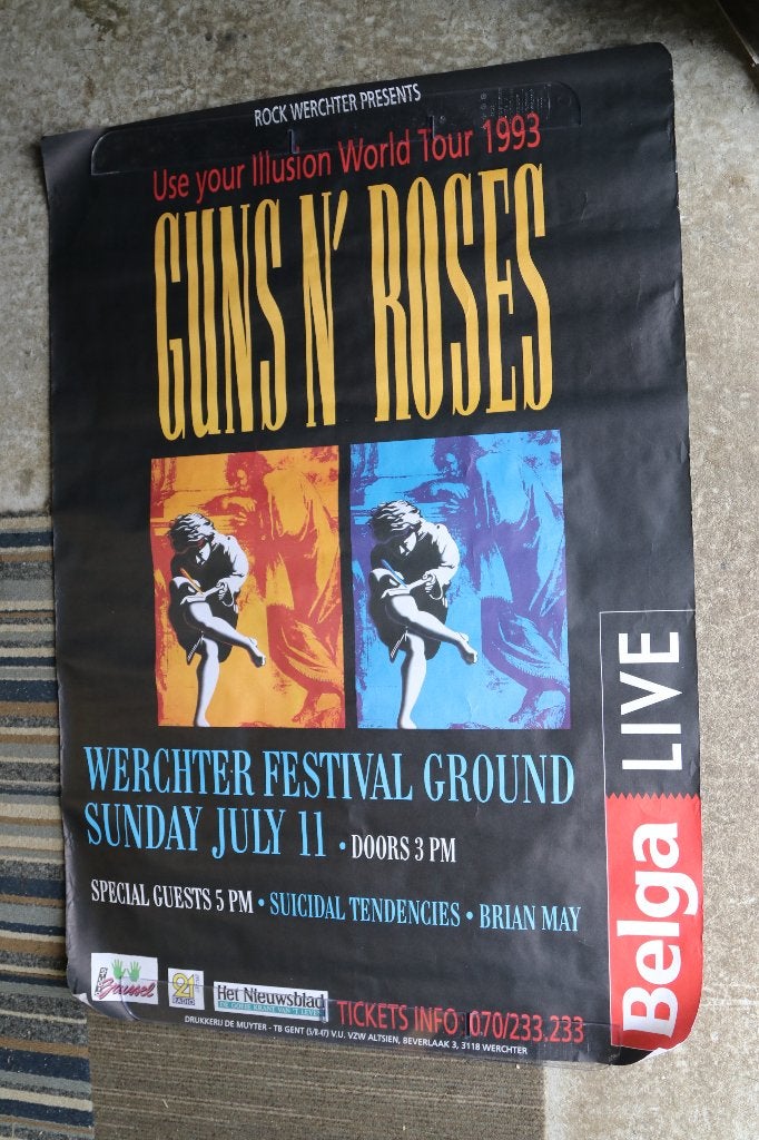 affiche Guns n' Roses Werchter 1993, Collections, Posters & Affiches, Enlèvement ou Envoi