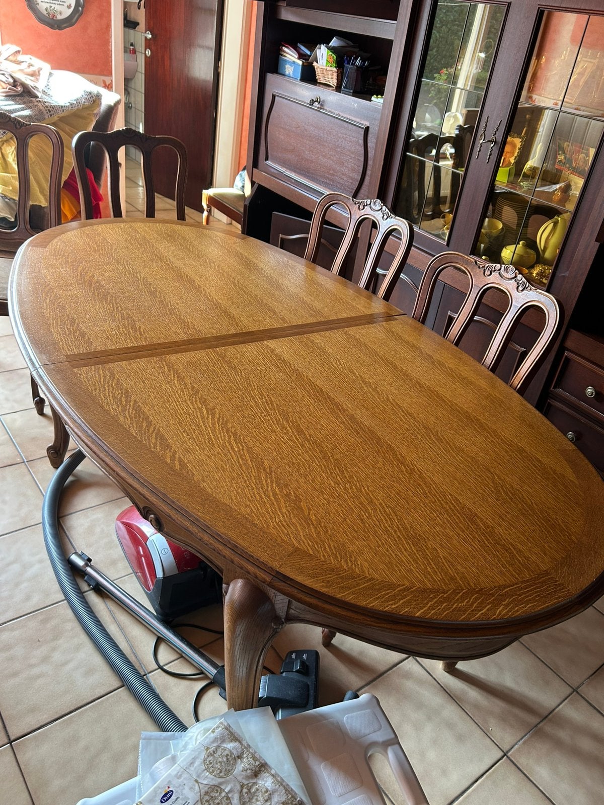 Ovalen tafel (uitschuifbaar) +6 stoelen, Ophalen, Zo goed als nieuw
