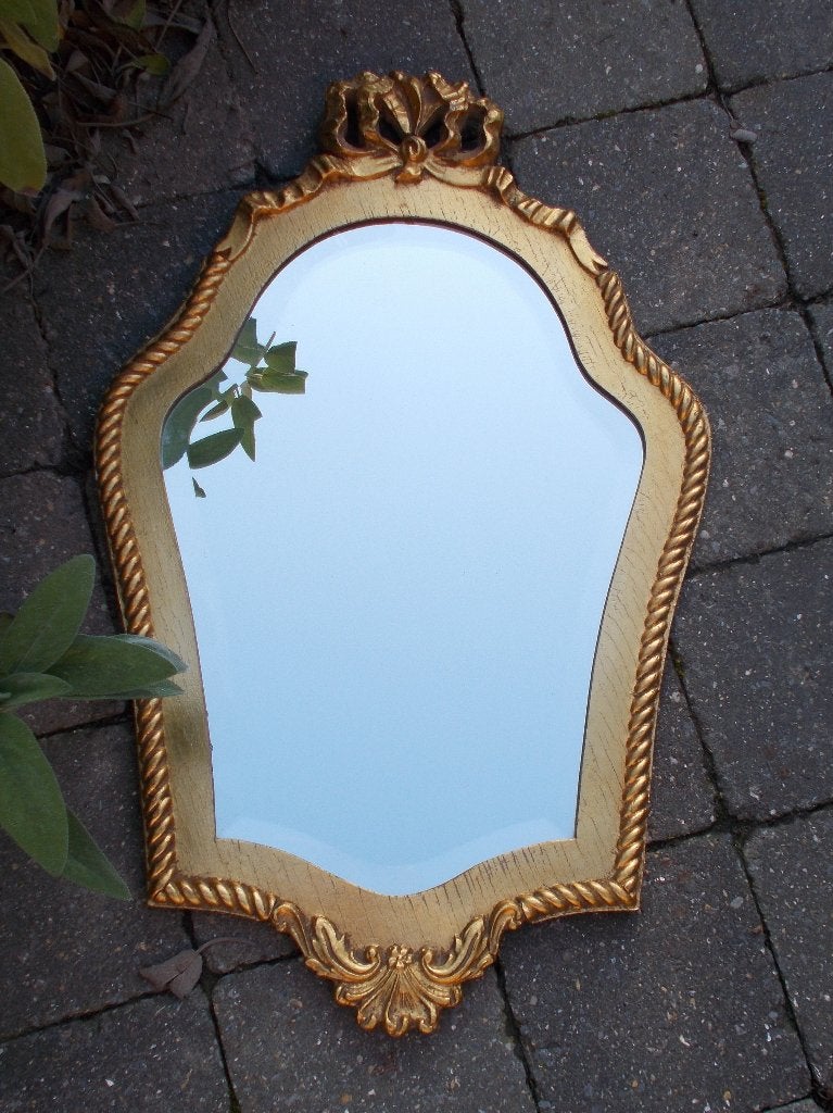 Romantisch vintage gouden barok spiegel / wandspiegel, Antiek en Kunst, Ophalen of Verzenden