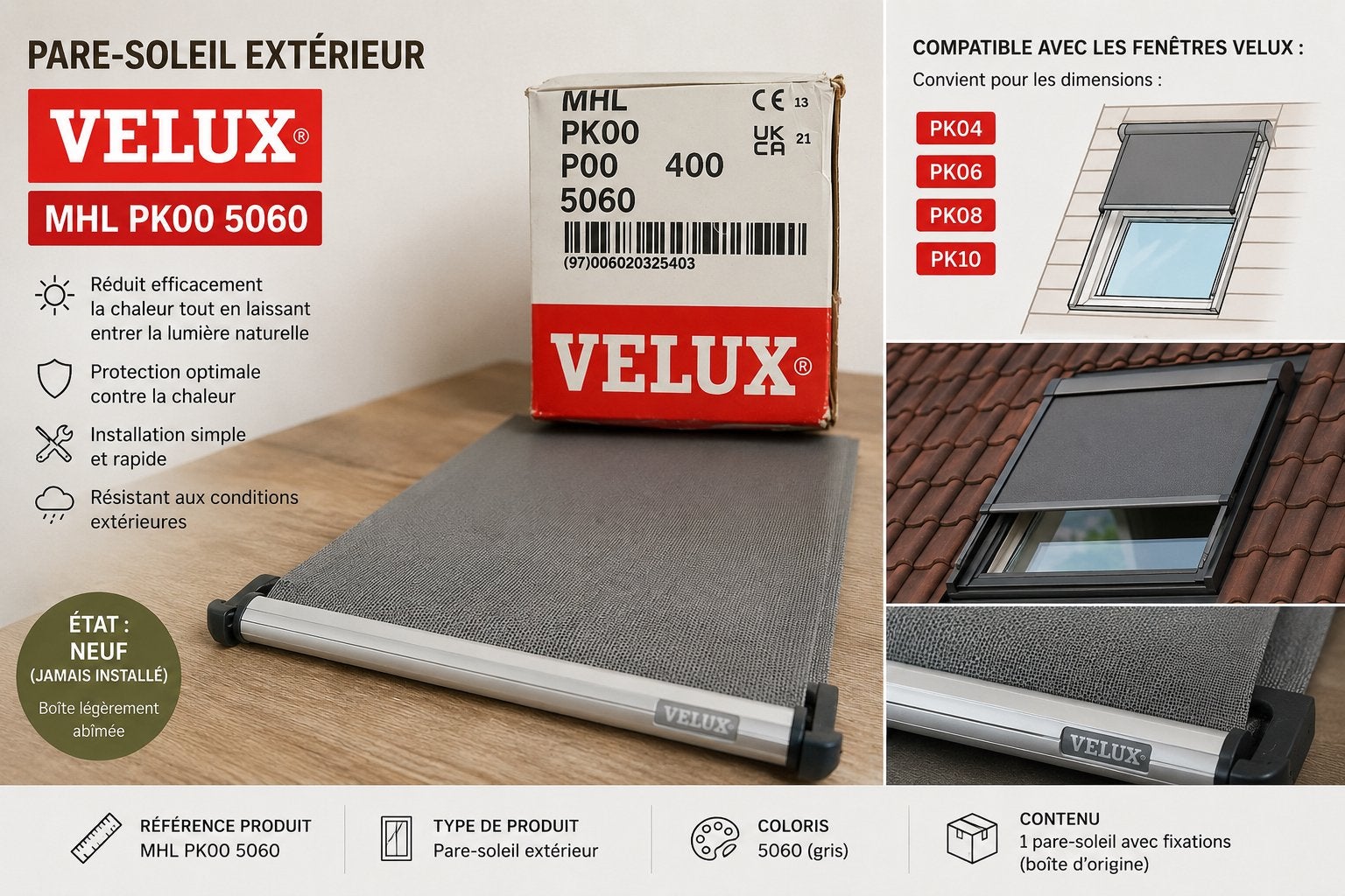 Pare-soleil extérieur VELUX MHL PK00 5060 – Neuf, Bricolage & Construction, Enlèvement, Neuf