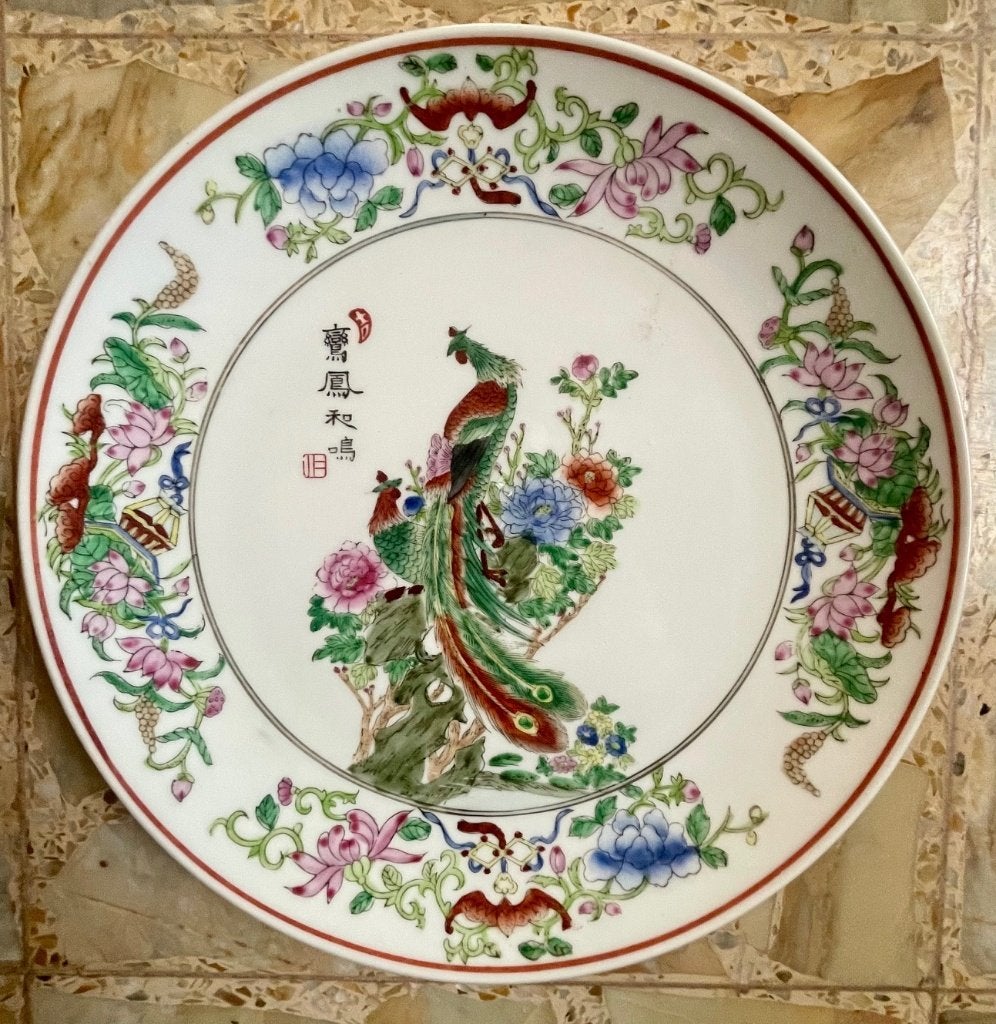 Handbeschilderd Chinees porseleinen bord, Ophalen of Verzenden