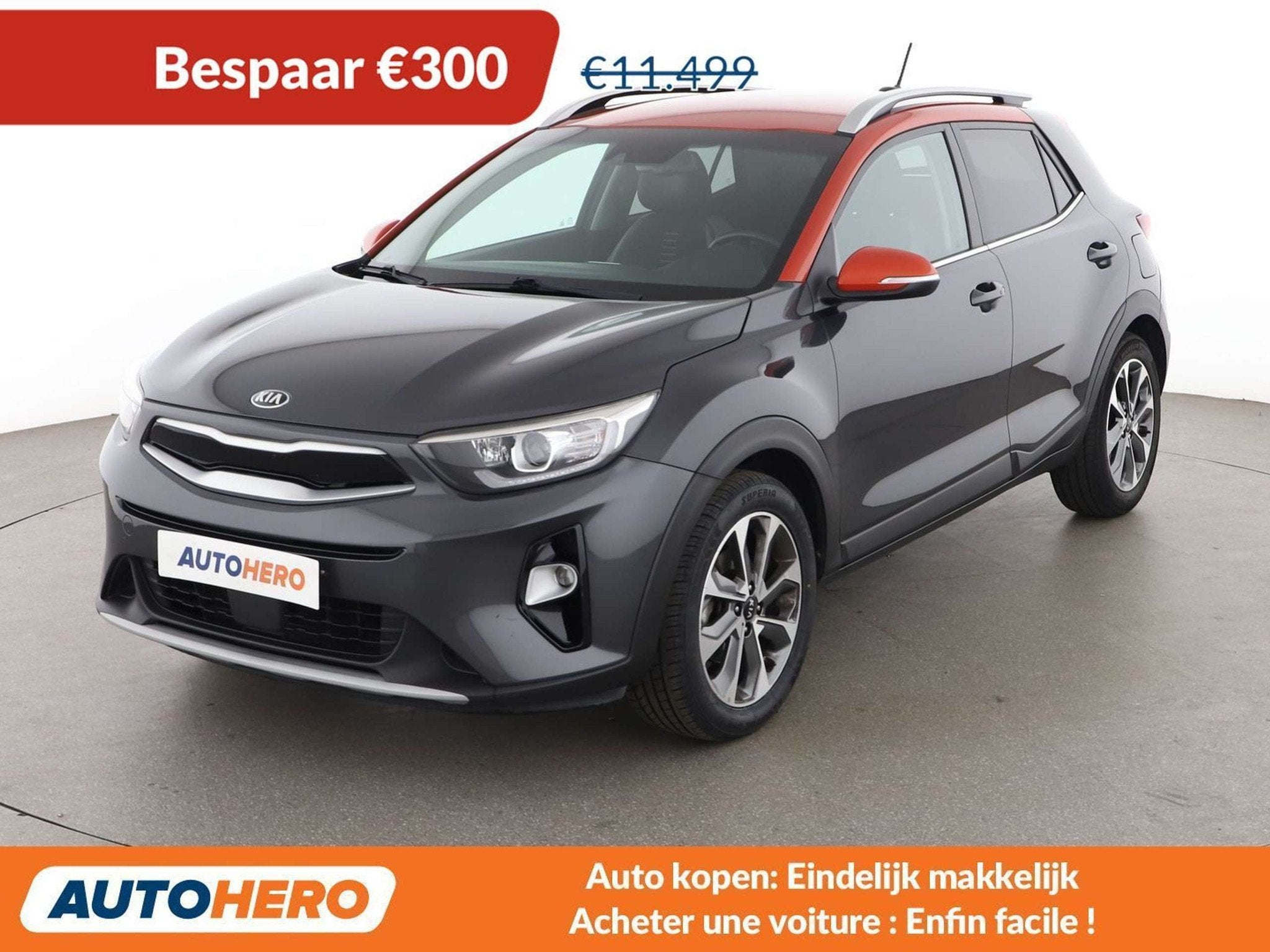 Kia Stonic 1.0 TGDI Platinum Edition (bj 2018), Auto's, Voorwielaandrijving, Gebruikt, Zwart, Overige brandstoffen