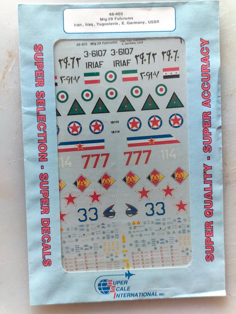 Microscale 48-403 Mig 29 Iran Irak, Yougoslavia E Germany, Ophalen of Verzenden, Zo goed als nieuw, 1:32 tot 1:50