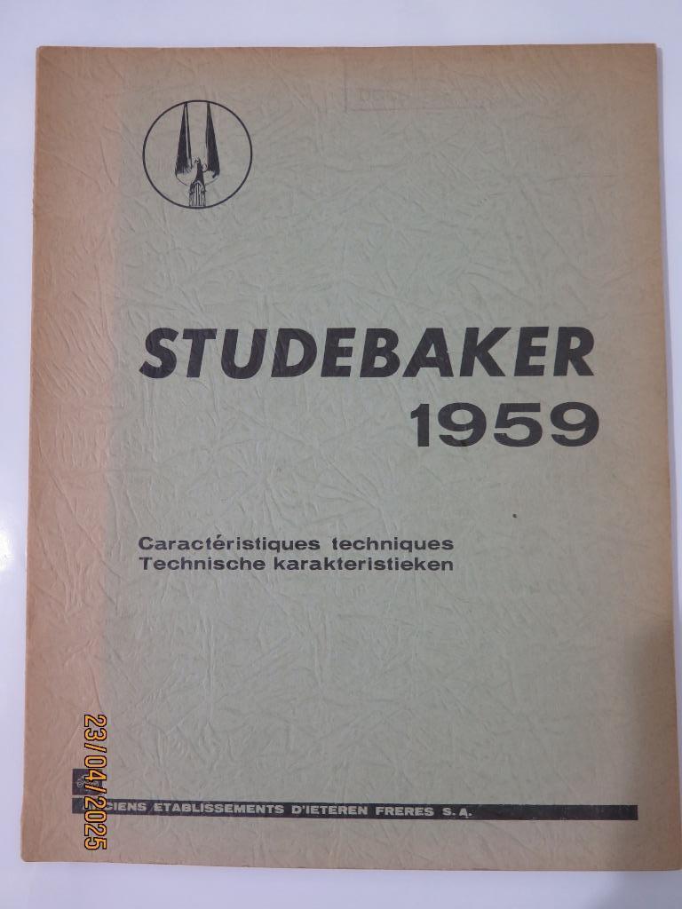 STUDEBAKER 1959  TECHNISCHE GEGEVENS, Verzenden