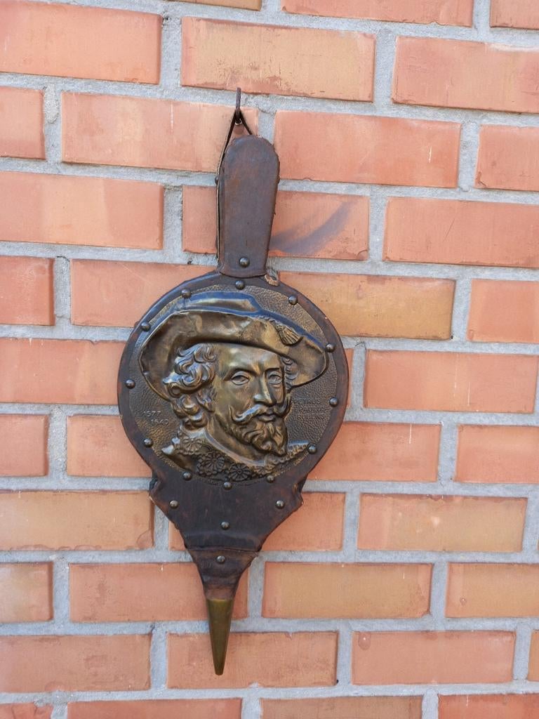 Antieke Vintage blaasbalg  vervaardigd uit koper en leder, Antiek en Kunst, Ophalen of Verzenden, Koper