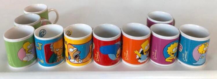 6 vintage mokken The Simpsons, Huis en Inrichting, Keuken | Servies, Ophalen of Verzenden, Gebruikt, Kop(pen) en/of Schotel(s)