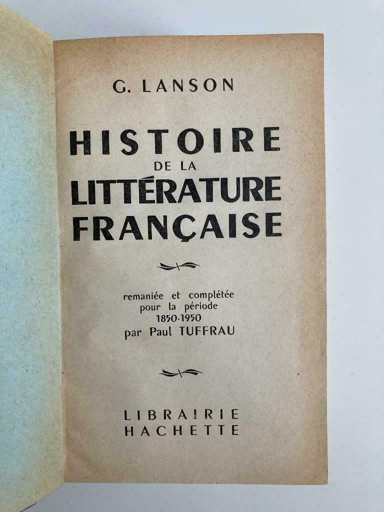Histoire de la Littérature Française - Paul Tuffrau - 1952, Livres, Enlèvement ou Envoi