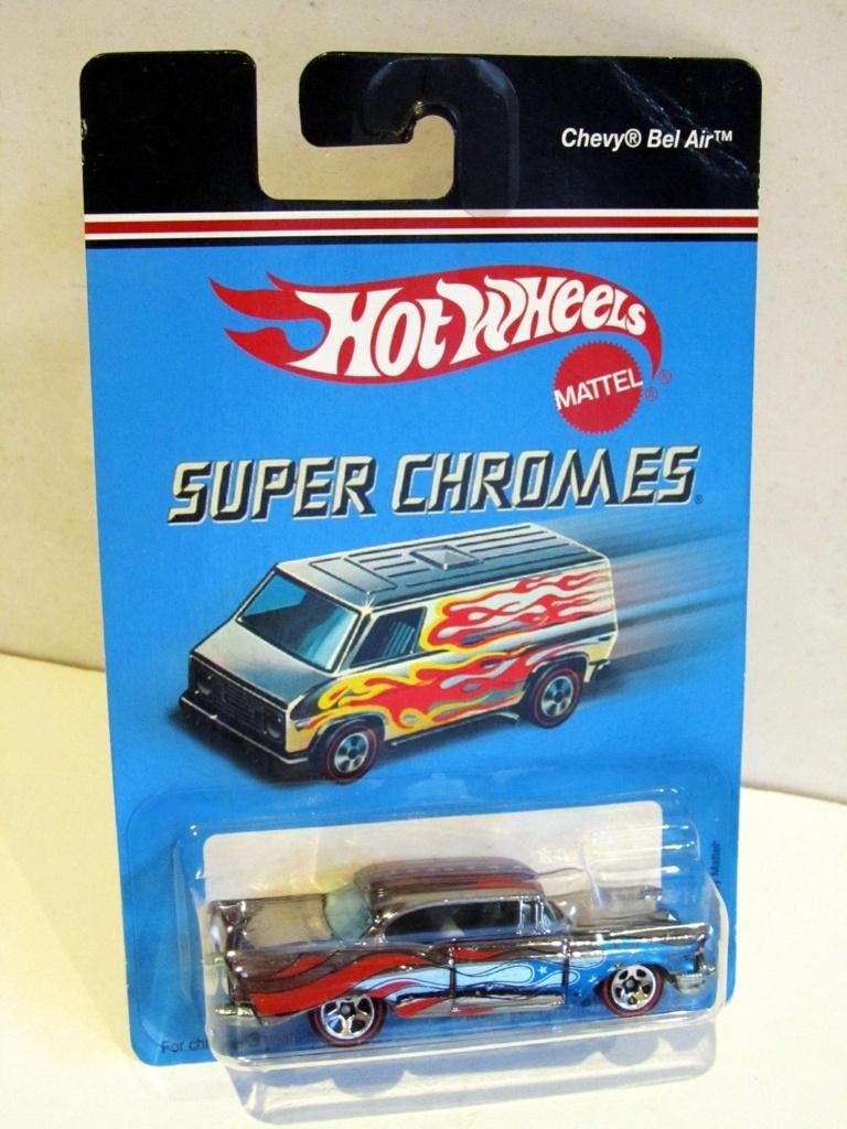 '57 Chevy Bel Air "Super Chromes" Red Lines Hot Wheels 2006, Hobby en Vrije tijd, Modelauto's | Overige schalen, Zo goed als nieuw