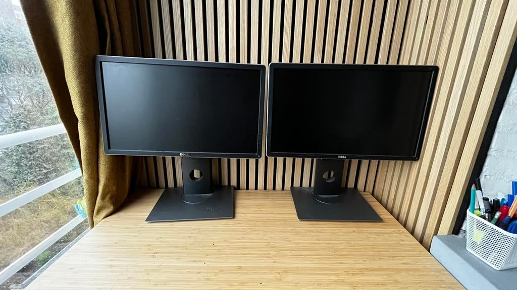 2 écrans Dell Hd, Ophalen, Draaibaar, Refurbished, HDMI