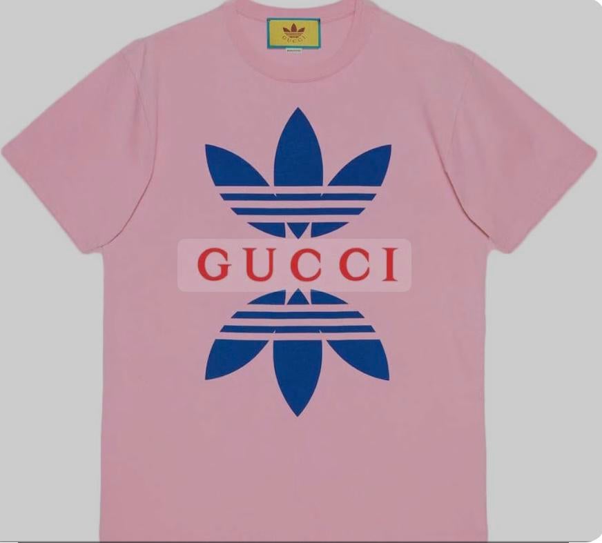 T-shirt exclusif Gucci x adidas Trefoil  Rose - Large, Enlèvement ou Envoi, Rose, Taille 52/54 (L), Porté