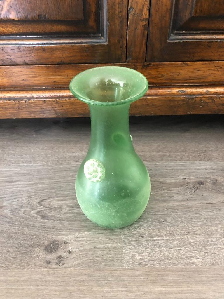 Vase en verre sablé, Moins de 50 cm, Comme neuf, Verre, Vert