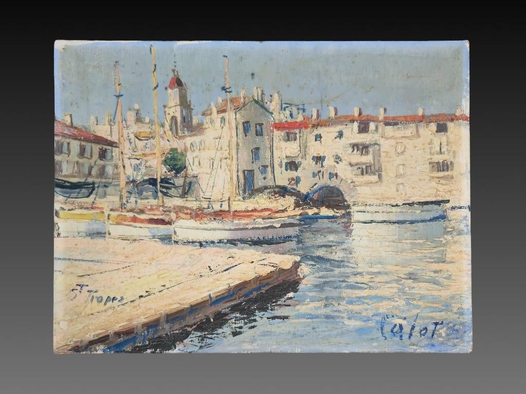 Robert Colot, Zicht op de haven van Saint Tropez, Antiek en Kunst, Ophalen of Verzenden