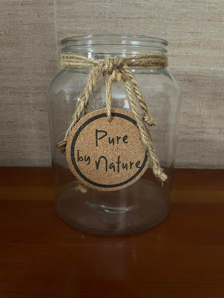 Decoratieve glazen pot met touw - Chique landelijke stijl, Ophalen, Zo goed als nieuw, Glas