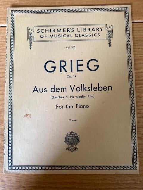 Grieg — Aus dem Volksleben Op.19, Musique & Instruments, Partitions, Utilisé, Artiste ou Compositeur, Classique, Piano, Enlèvement ou Envoi
