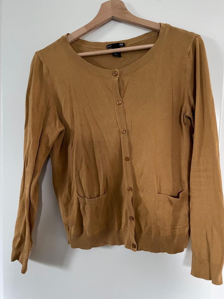 Pull / cardigan femme ocre jaune H&M medium, Porté, Taille 38/40 (M), H&M, Jaune