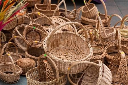 Rieten manden allerhande 10-tal stuks diverse maten, Huis en Inrichting, Ophalen