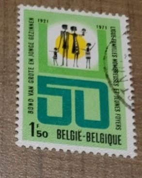 Oude postzegel: 50 jaar Gezinsbond (1971), Met stempel, Frankeerzegel, Ophalen of Verzenden, Gestempeld