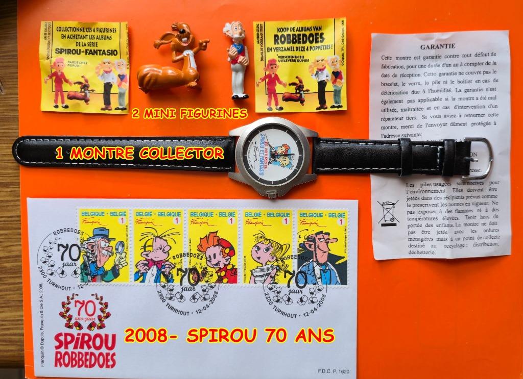 1991- SPIROU-- 1 montre collector + 2 mini figurines +1FDC, Collections, Envoi, Neuf