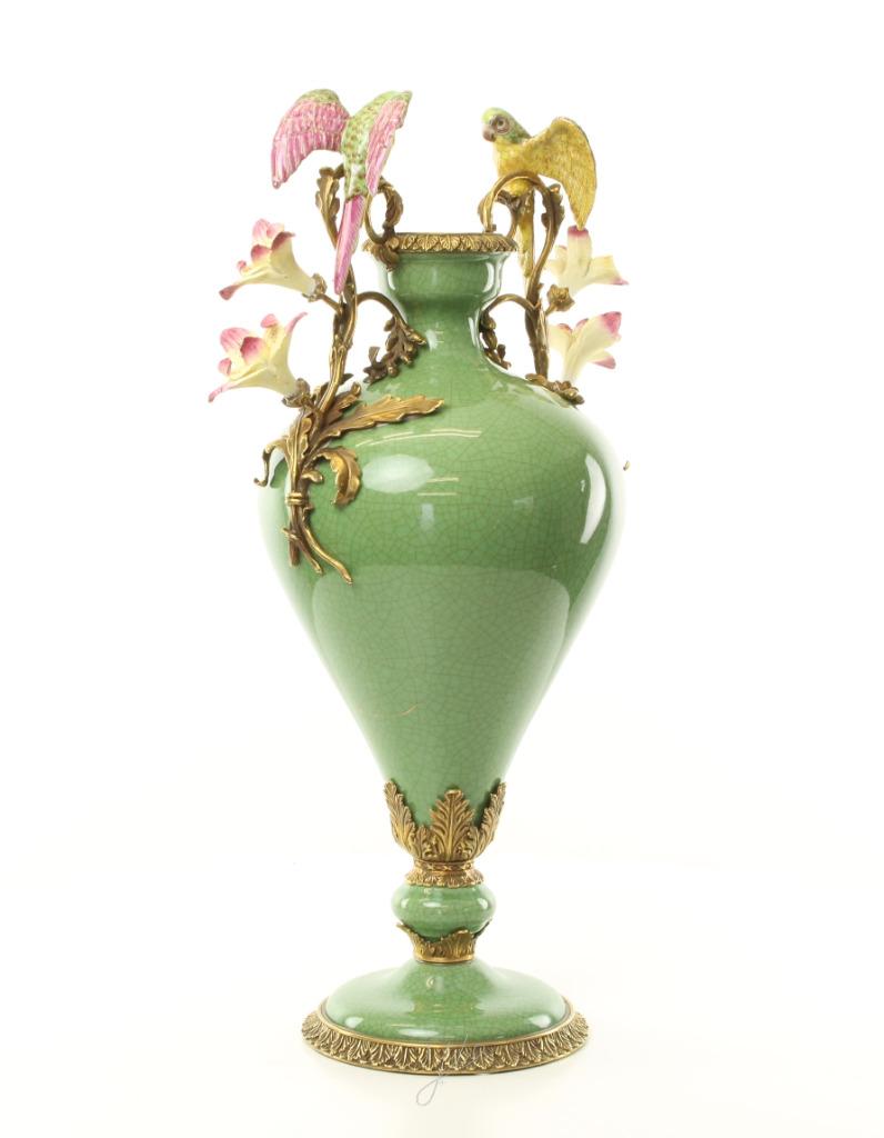 porseleinen vaas met brons, Ophalen of Verzenden, Nieuw, Groen