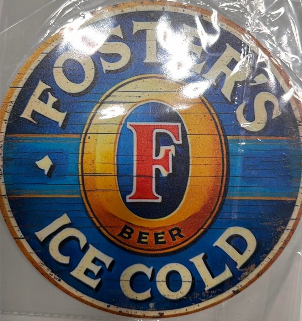 Panneau en métal rétro rétro Foster's Ice Cold Man Cold, Enlèvement ou Envoi, Neuf, Panneau publicitaire