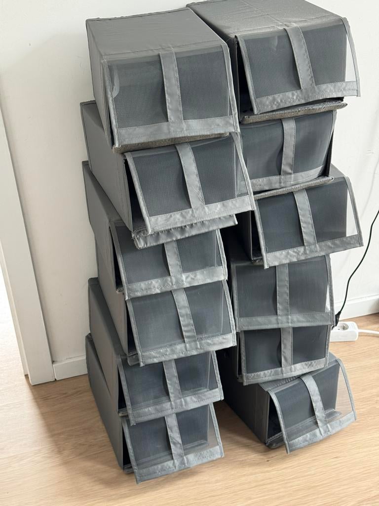 12 stuks Skubb Ikea schoenendoos, donkergrijs, Huis en Inrichting, Ophalen of Verzenden, Gebruikt