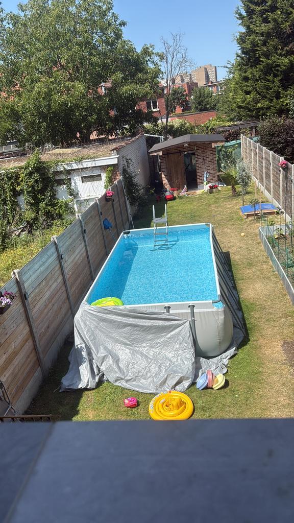 Grote zwembad  met zandfilter en alle toebehoren, Tuin en Terras, 300 cm of meer, Zo goed als nieuw, Rechthoekig, Ophalen