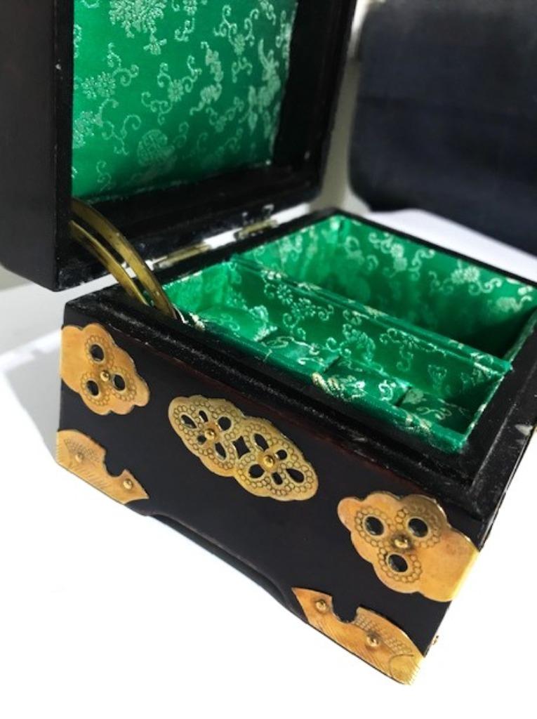 Coffret Bijoux Chinoise Palissandre Jade Or plaqué✨👀💎🎁, Enlèvement ou Envoi