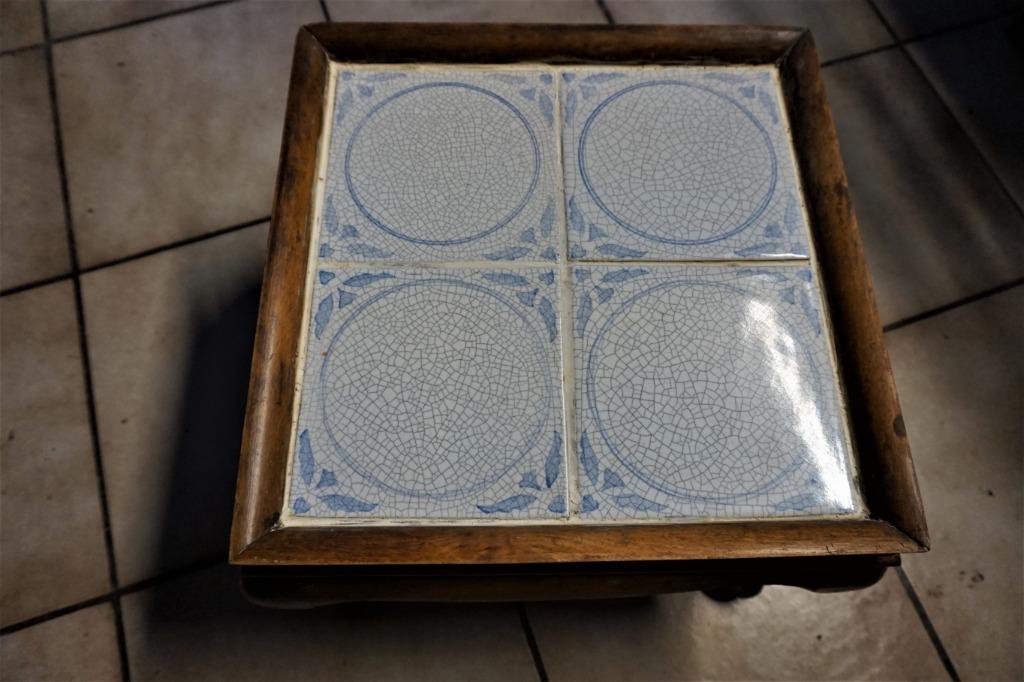 Geplaveide eikenhouten bijzettafel, Antiek en Kunst, Ophalen