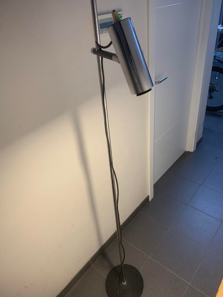 Verstelbare chrome vloerlamp van Arnold Berges, Huis en Inrichting, Lampen | Vloerlampen, Gebruikt, 150 tot 200 cm, Metaal, Ophalen