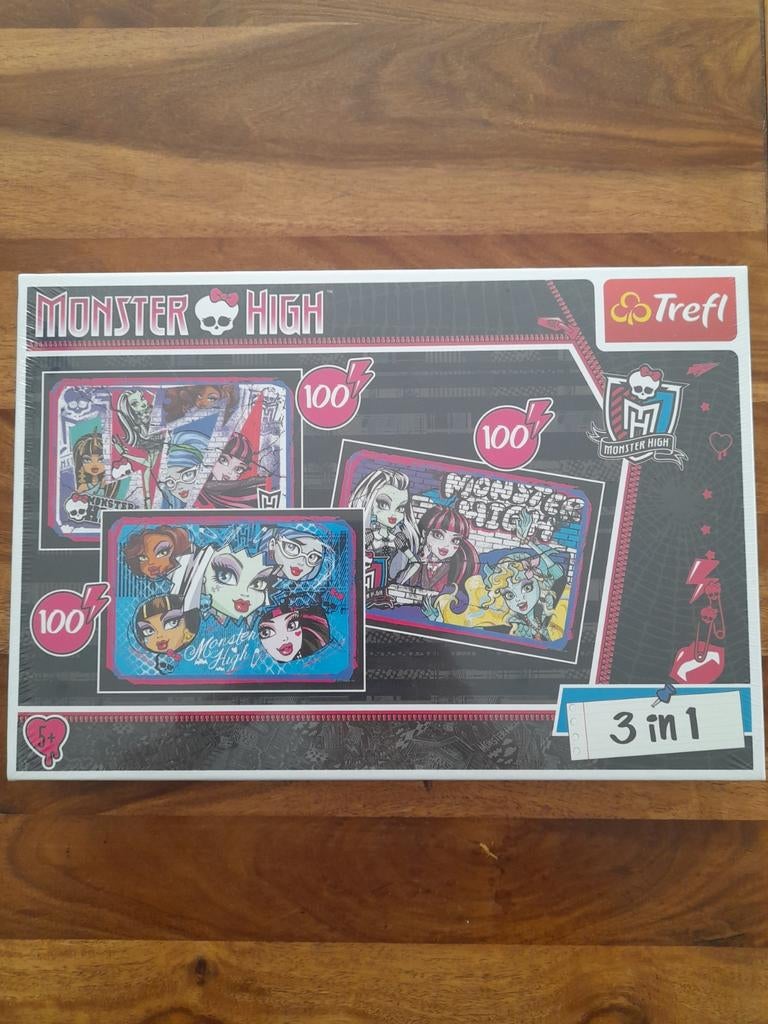 NIEUW - puzzel TREFL - Monster High - 3 in 1 - 100 st, Kinderen en Baby's, Ophalen of Verzenden
