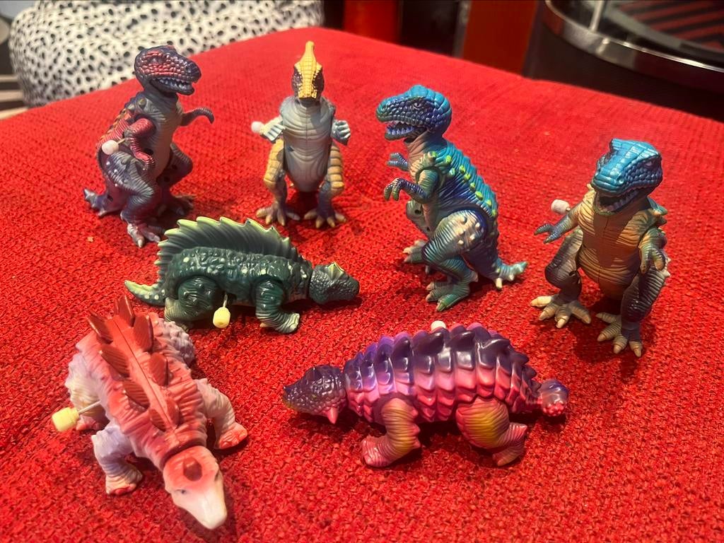 Vintage 7x Dinousaurus Dino action figure - wind-me-up, Kinderen en Baby's, Speelgoed | Actiefiguren, Ophalen, Zo goed als nieuw