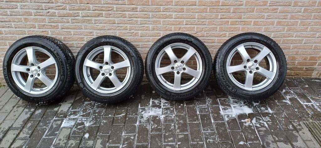 Alu velgen 5x112 + plus michelin 205 60 16, Auto-onderdelen, Banden en Velgen, Ophalen, 16 inch, Banden en Velgen, 205 mm
