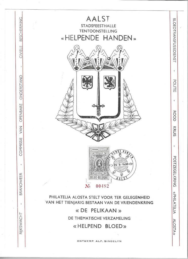 Postzegelblaadje van Aalst met zegelnr 1447, Postzegels en Munten, Met stempel, Frankeerzegel, Ophalen of Verzenden, Gestempeld