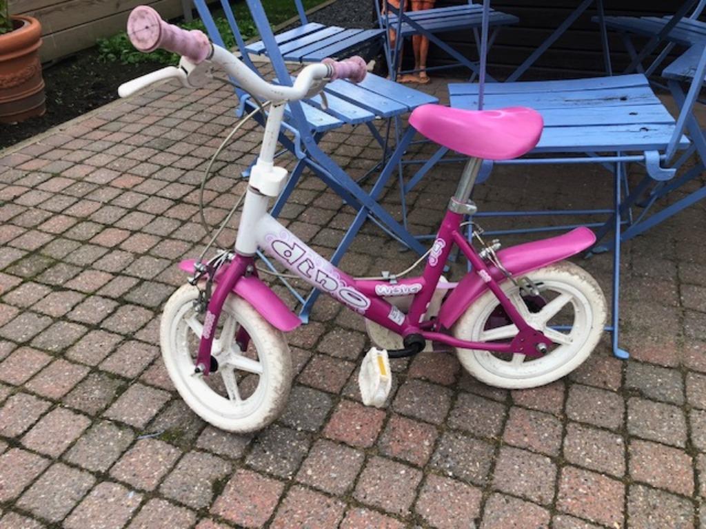 Vélo pour enfant blanc et rose., Vélos & Vélomoteurs, Enlèvement, Utilisé, Moins de 16 pouces, Dino