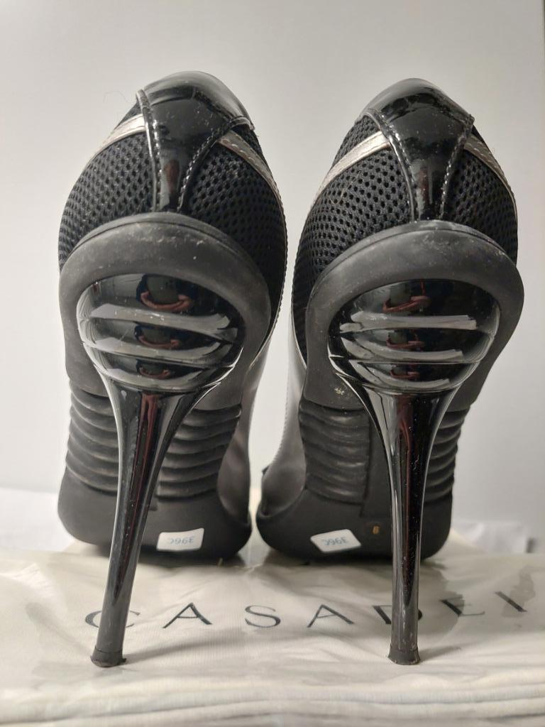 396C* Casadei - vintage zwarte leren pumps (39), Pumps, Verzenden, Zwart, Nieuw