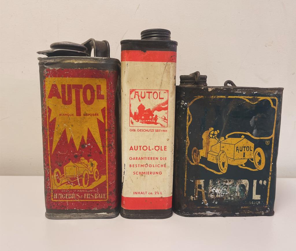 Vieux bidons d'huile AuTol, Collections, Enlèvement ou Envoi, Utilisé, Panneau publicitaire