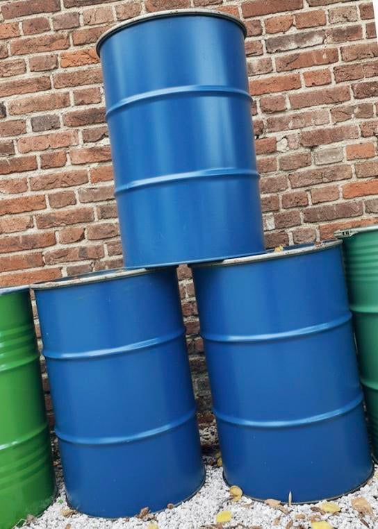 Metalen vat 220 of 240 liter (deksel+omsnoering) 100% SCHOON, Ophalen of Verzenden, Zo goed als nieuw, Metaal, Met kraantje