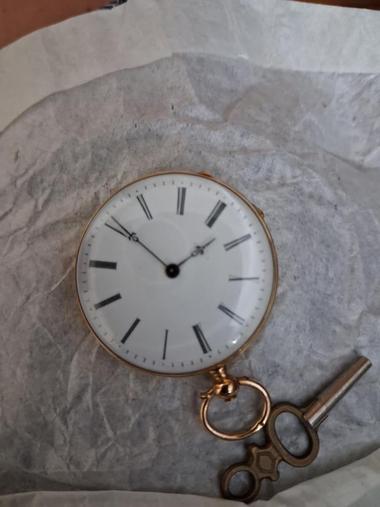 gouden zakhorloge cyliners huit rubis Genève, Handtassen en Accessoires, Horloges | Antiek, Ophalen, Zakhorloge